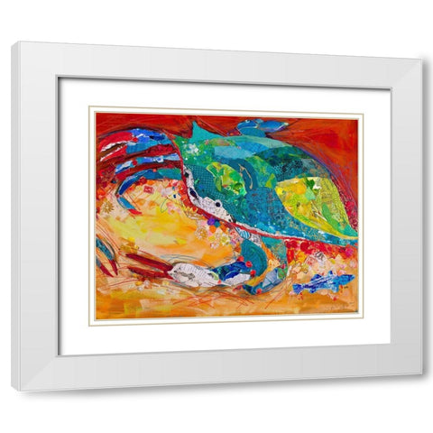 Blue Crab Triptych White Modern Wood Framed Art Print with Double Matting by St Hilaire, Elizabeth