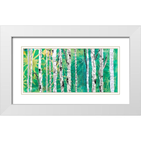 Birches Green  White Modern Wood Framed Art Print with Double Matting by St Hilaire, Elizabeth