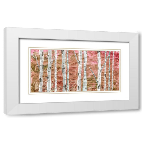 Birches Coral  White Modern Wood Framed Art Print with Double Matting by St Hilaire, Elizabeth