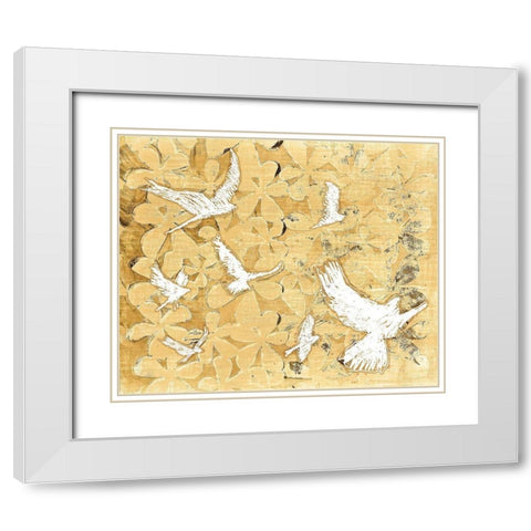 Birds on Brown White Modern Wood Framed Art Print with Double Matting by St Hilaire, Elizabeth