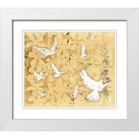Birds on Brown White Modern Wood Framed Art Print with Double Matting by St Hilaire, Elizabeth