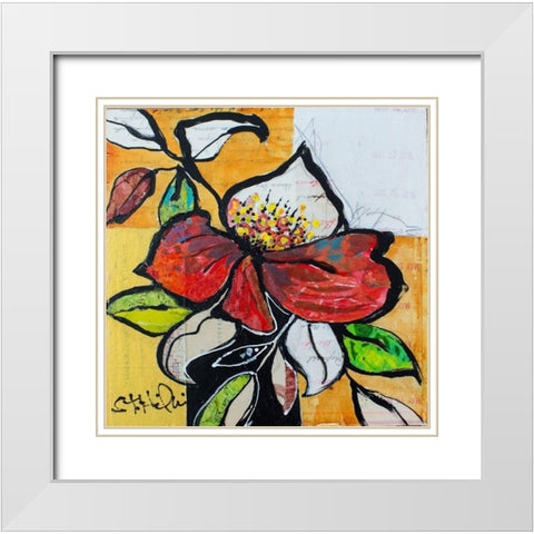 Red Floral Study White Modern Wood Framed Art Print with Double Matting by St Hilaire, Elizabeth