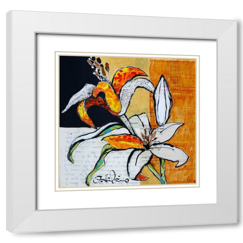 Lily Floral Study White Modern Wood Framed Art Print with Double Matting by St Hilaire, Elizabeth