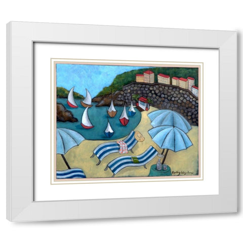 Under the Umbrellas White Modern Wood Framed Art Print with Double Matting by Wojahn, Holly