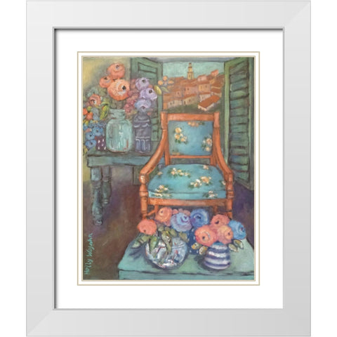 The Salon Full of Flowers White Modern Wood Framed Art Print with Double Matting by Wojahn, Holly