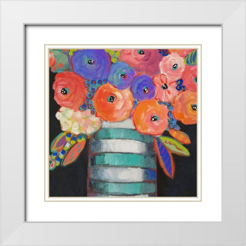 Orange-Purple-and Stripes White Modern Wood Framed Art Print with Double Matting by Wojahn, Holly