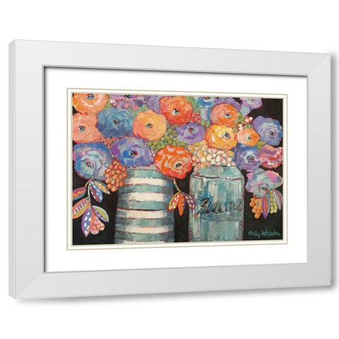 Two Aqua Vases of Flowers White Modern Wood Framed Art Print with Double Matting by Wojahn, Holly