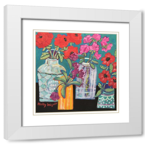 Linger Longer Loverlies White Modern Wood Framed Art Print with Double Matting by Wojahn, Holly