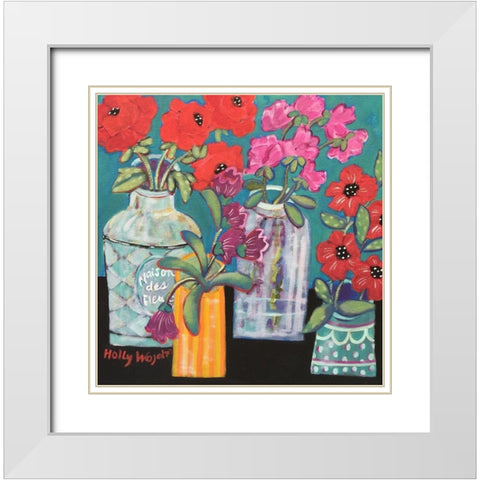 Linger Longer Loverlies White Modern Wood Framed Art Print with Double Matting by Wojahn, Holly