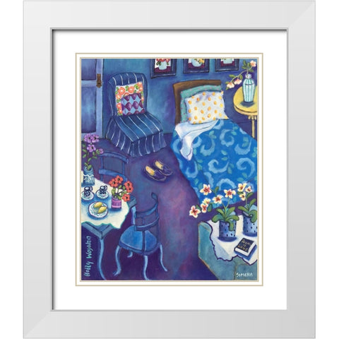 Chambre Bleu White Modern Wood Framed Art Print with Double Matting by Wojahn, Holly