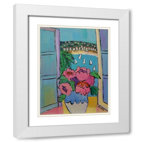 Flowers at the Window White Modern Wood Framed Art Print with Double Matting by Wojahn, Holly
