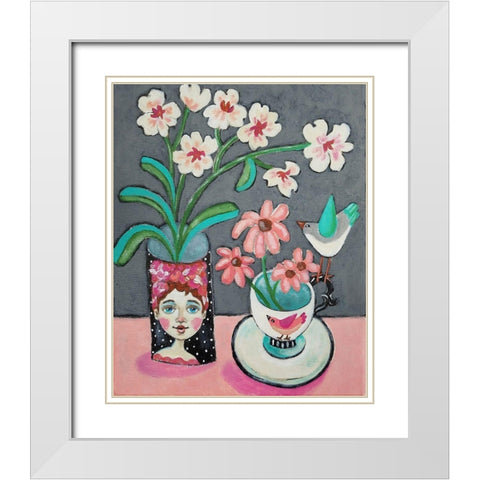 Face Vase and Other Stuff White Modern Wood Framed Art Print with Double Matting by Wojahn, Holly