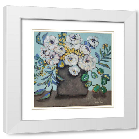 White Flowers White Modern Wood Framed Art Print with Double Matting by Wojahn, Holly