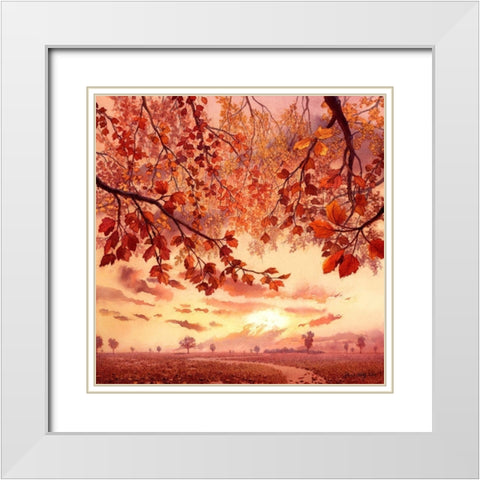 Tree Music No 10 White Modern Wood Framed Art Print with Double Matting by Wang, John Z