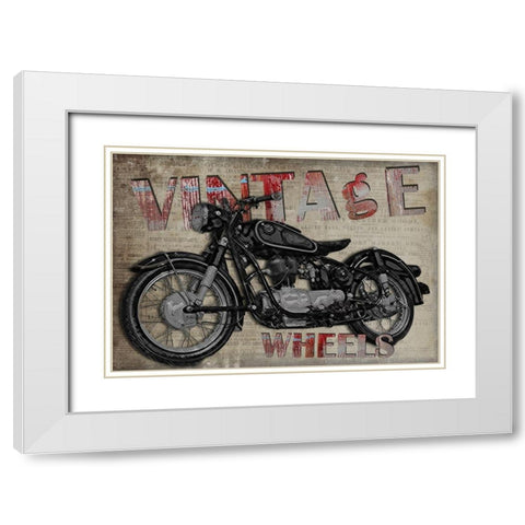 Vintage Wheels White Modern Wood Framed Art Print with Double Matting by Smith, Karen