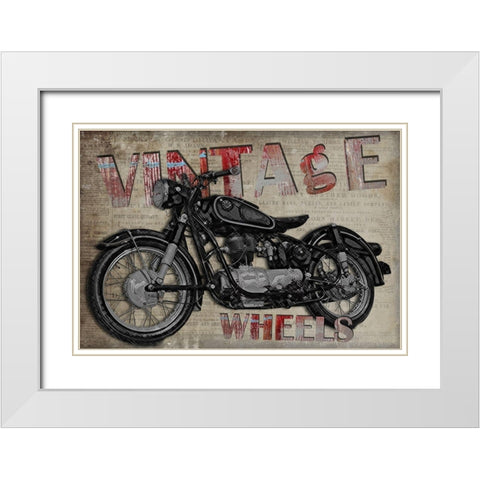 Vintage Wheels White Modern Wood Framed Art Print with Double Matting by Smith, Karen