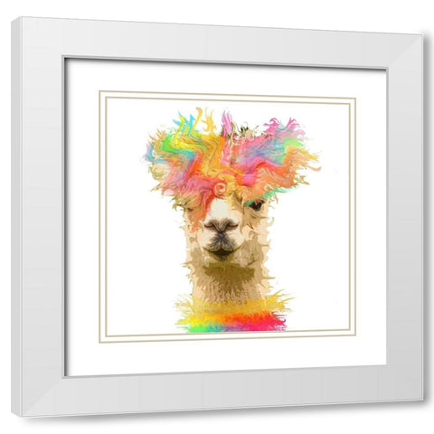 Llama Paint White Modern Wood Framed Art Print with Double Matting by Smith, Karen