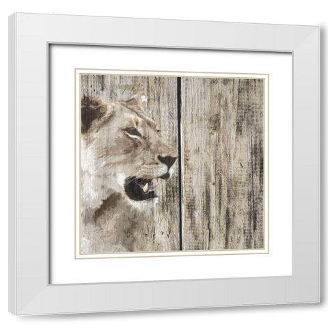 Wildheads Lioness White Modern Wood Framed Art Print with Double Matting by Smith, Karen