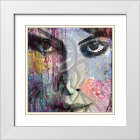 Facepaint I White Modern Wood Framed Art Print with Double Matting by Smith, Karen