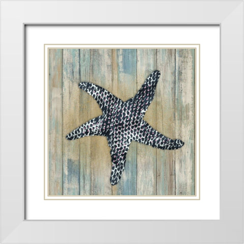 Starfish White Modern Wood Framed Art Print with Double Matting by Smith, Karen