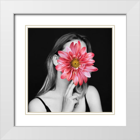 Flower Face I White Modern Wood Framed Art Print with Double Matting by Smith, Karen