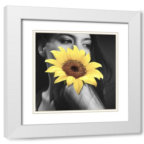 Flower Face II White Modern Wood Framed Art Print with Double Matting by Smith, Karen