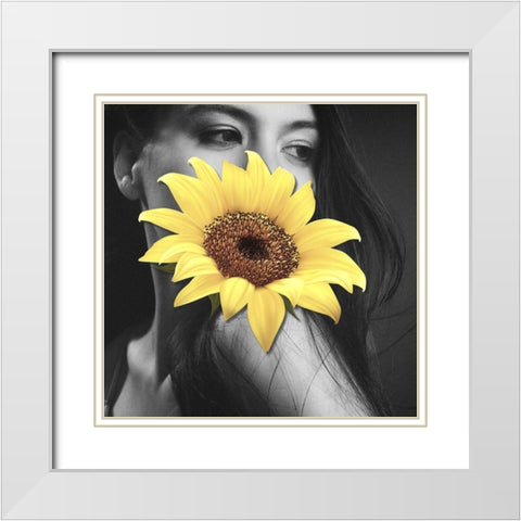 Flower Face II White Modern Wood Framed Art Print with Double Matting by Smith, Karen