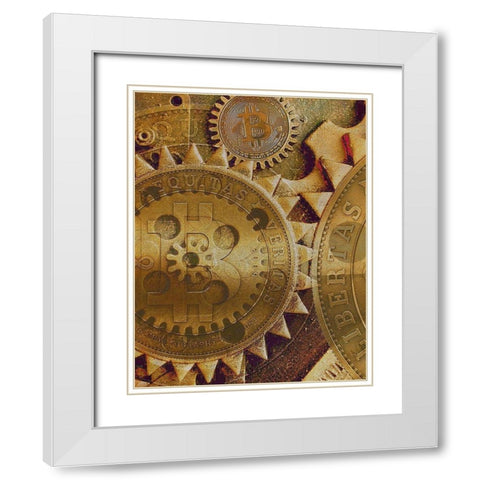 Grunge Bitcoin  White Modern Wood Framed Art Print with Double Matting by Hunziker, Steve
