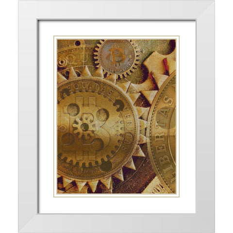 Grunge Bitcoin  White Modern Wood Framed Art Print with Double Matting by Hunziker, Steve