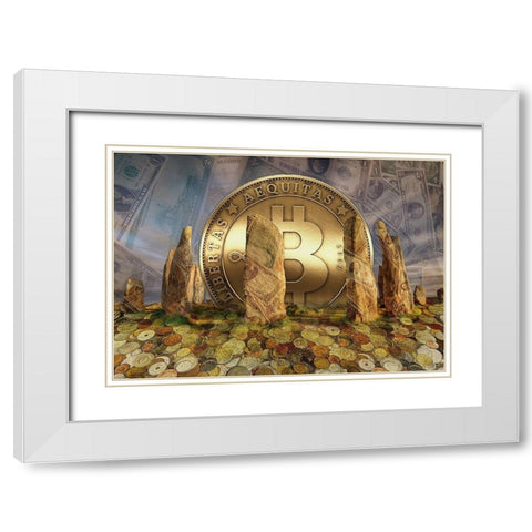 Bitcoin New Age I White Modern Wood Framed Art Print with Double Matting by Hunziker, Steve