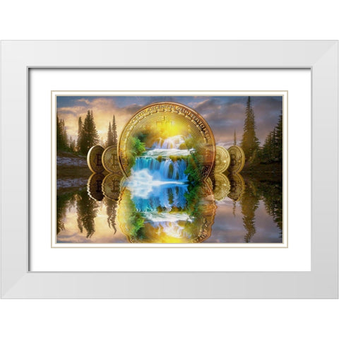 Bitcoin New Age II White Modern Wood Framed Art Print with Double Matting by Hunziker, Steve