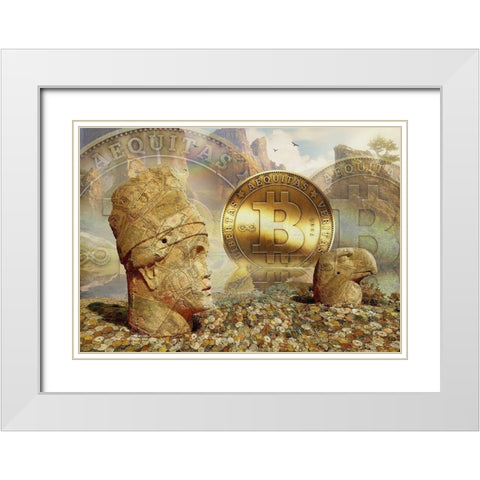Bitcoin New Age III White Modern Wood Framed Art Print with Double Matting by Hunziker, Steve