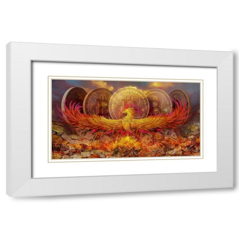 Bitcoin New Age IV White Modern Wood Framed Art Print with Double Matting by Hunziker, Steve