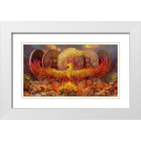 Bitcoin New Age IV White Modern Wood Framed Art Print with Double Matting by Hunziker, Steve