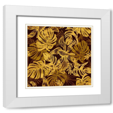 Golden Jungle II White Modern Wood Framed Art Print with Double Matting by Surma, Agata