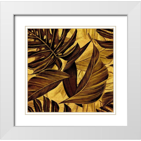 Golden Leaves White Modern Wood Framed Art Print with Double Matting by Surma, Agata