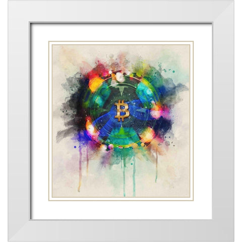 Bitcoin Era III White Modern Wood Framed Art Print with Double Matting by Surma, Agata