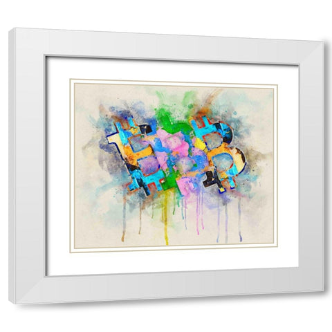 Bitcoin Abstract White Modern Wood Framed Art Print with Double Matting by Surma, Agata
