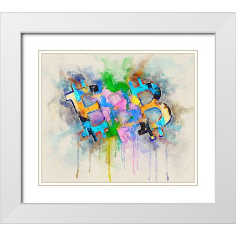Bitcoin Abstract White Modern Wood Framed Art Print with Double Matting by Surma, Agata