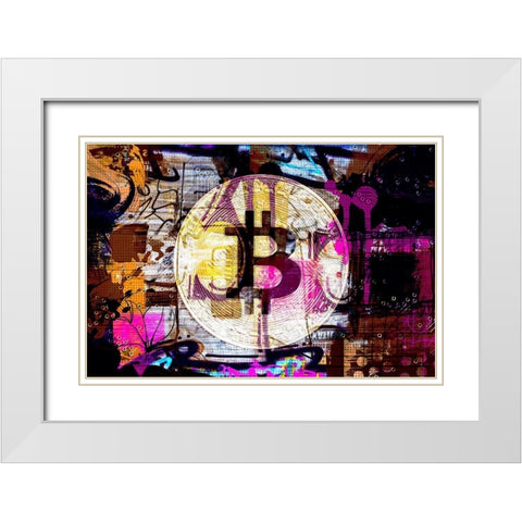 Crypto Currency Bitcoin I White Modern Wood Framed Art Print with Double Matting by Orlov, Irena