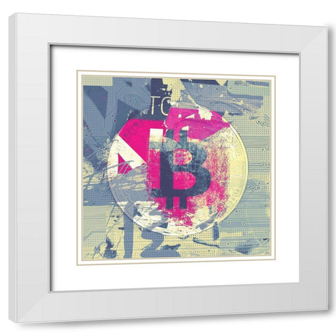 Bitcoin Crypto Currency II White Modern Wood Framed Art Print with Double Matting by Orlov, Irena