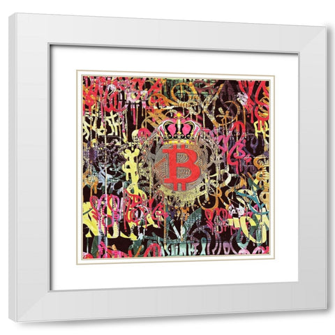 Bitcoin Graffiti Art III White Modern Wood Framed Art Print with Double Matting by Orlov, Irena