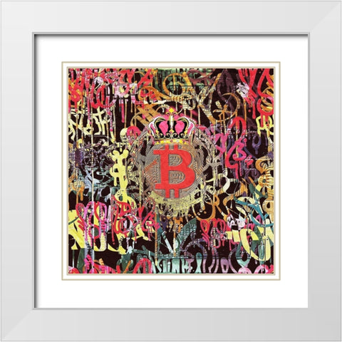 Bitcoin Graffiti Art III White Modern Wood Framed Art Print with Double Matting by Orlov, Irena