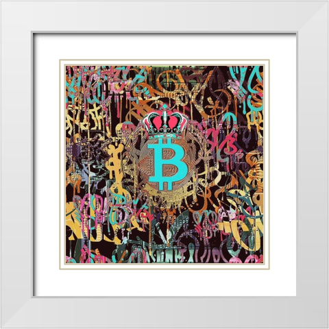 Bitcoin Graffiti Art V White Modern Wood Framed Art Print with Double Matting by Orlov, Irena