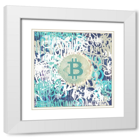 Bitcoin Graffiti Art VI White Modern Wood Framed Art Print with Double Matting by Orlov, Irena