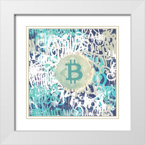 Bitcoin Graffiti Art VI White Modern Wood Framed Art Print with Double Matting by Orlov, Irena