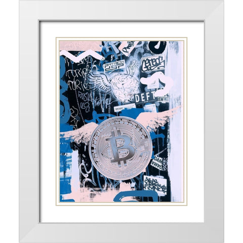 Bitcoin Street Art I White Modern Wood Framed Art Print with Double Matting by Orlov, Irena