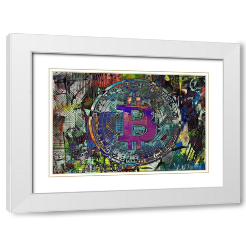 Bitcoin Coin Art I White Modern Wood Framed Art Print with Double Matting by Orlov, Irena