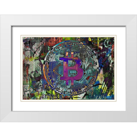 Bitcoin Coin Art I White Modern Wood Framed Art Print with Double Matting by Orlov, Irena