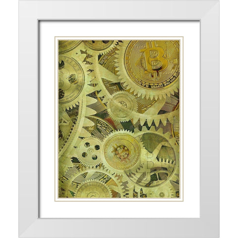 Grunge Bitcoin V White Modern Wood Framed Art Print with Double Matting by Hunziker, Steve